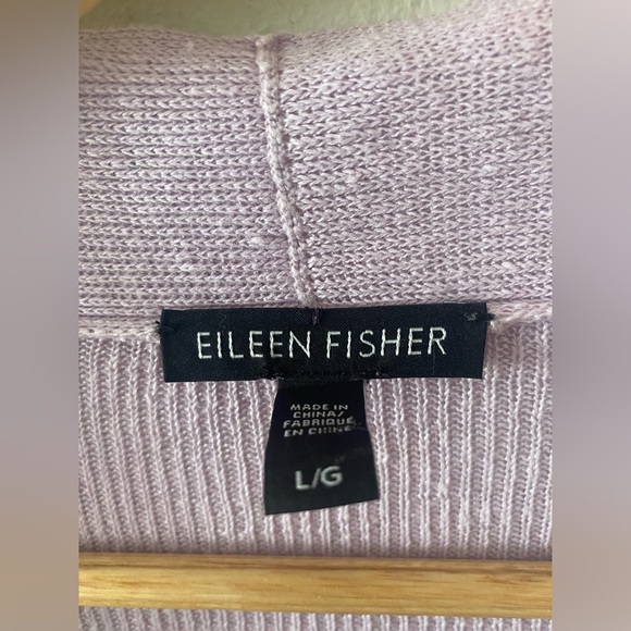 Eileen Fisher Organic Linen size Large Open Front Lilac Cardigan Sweater cotton - Picture 9 of 11